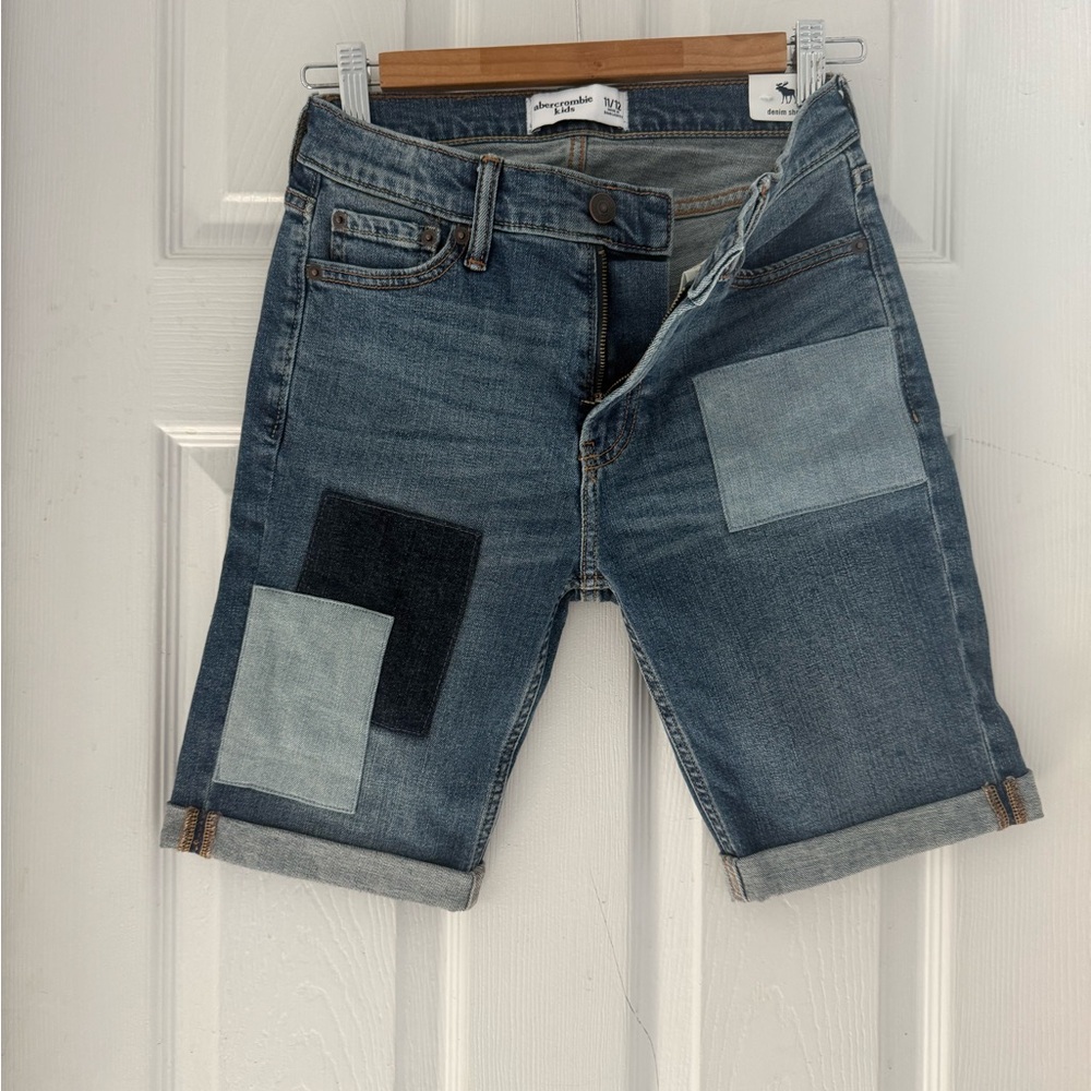 Abercrombie Kids Blue Patch Jean Shorts